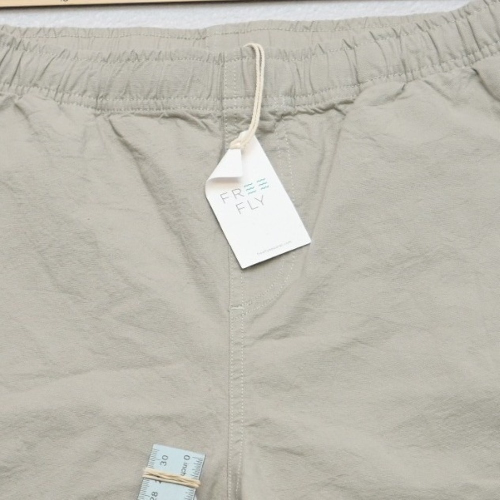 Free Fly Stretch Canvas Short Mens XL Stone Khaki Elastic Waist Outdoor